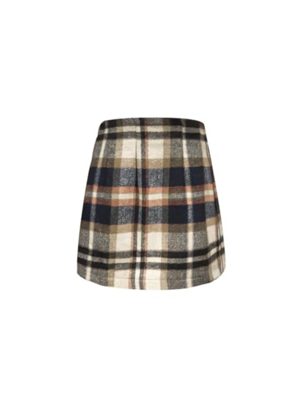 Plaid Mini Skirt Above Knee Pencil High Elastic Waist Zipper Winter Vintage